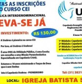 Aberta as inscrições para o curso CEI na Igreja Batista Shallom em Ipatinga/MG